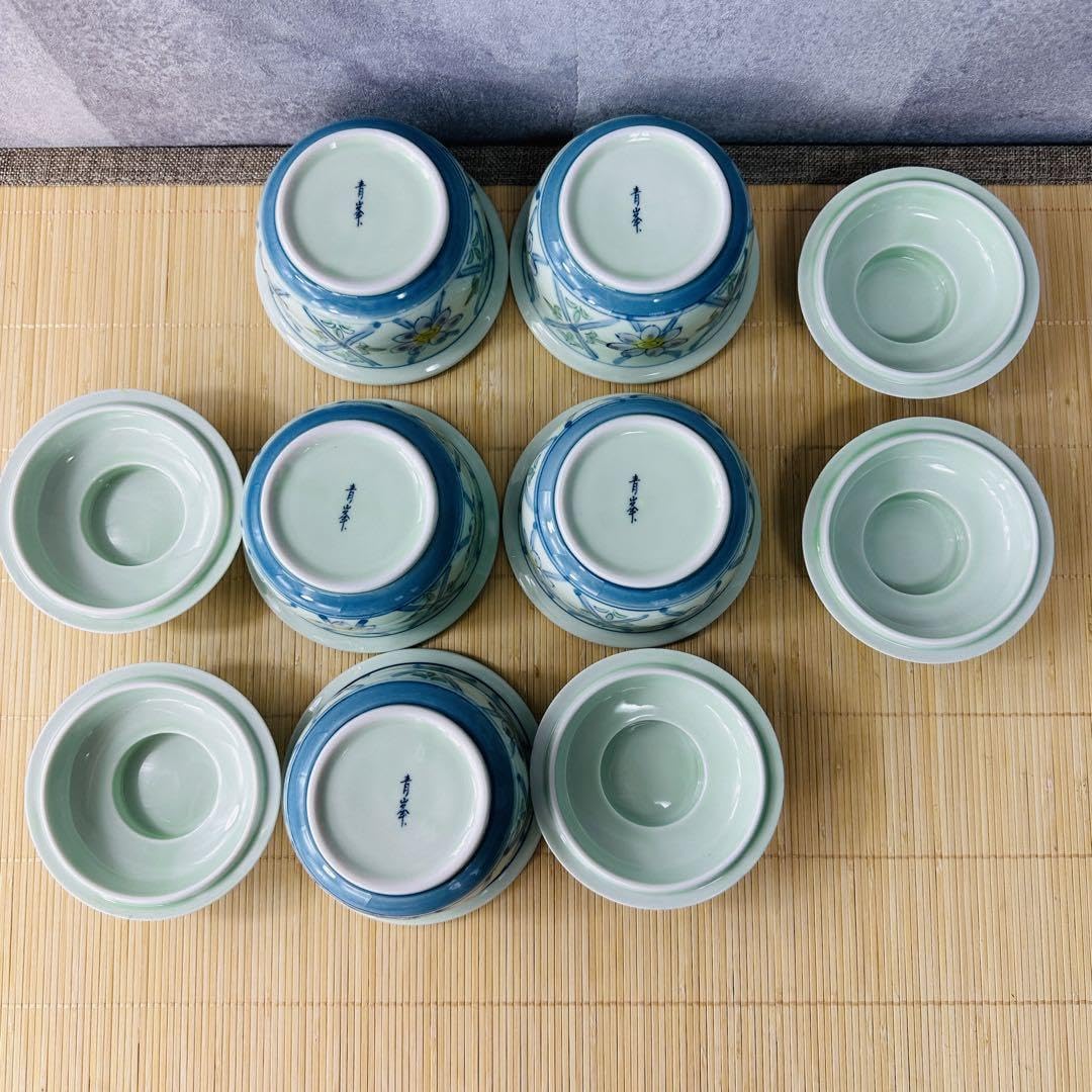 Amazon.co.jp: 有田焼 3段重ね鉢＆蓋付き小鉢5客セット 昭和レトロ 青